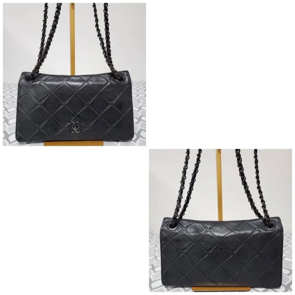 Authentic CHANEL Quilted Lambskin Leather Orient Express Flap Bag Black